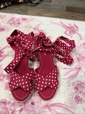 Montego Bay Club Red Polka Dot Wrap Sandals